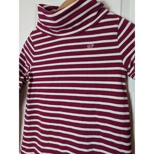 Vineyard Vines Youth Girls Red Striped Dress Size L (14) Cowl Neck Long Sleeve